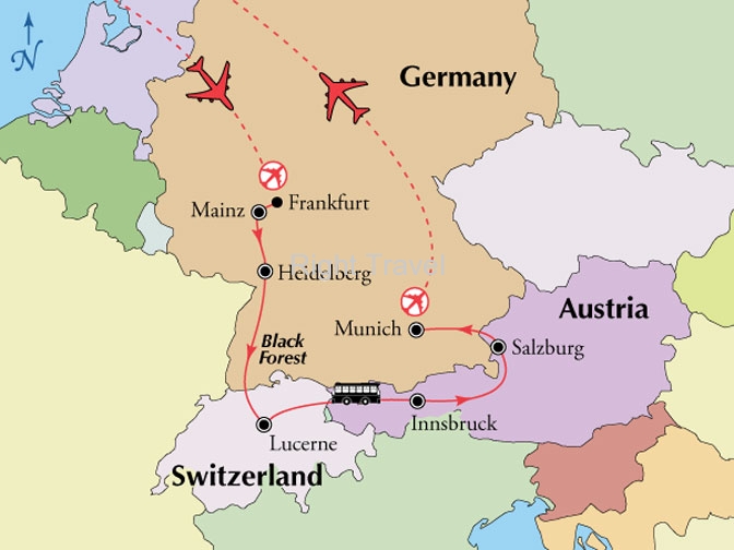 11Day Germany Switzerland Austria Map 