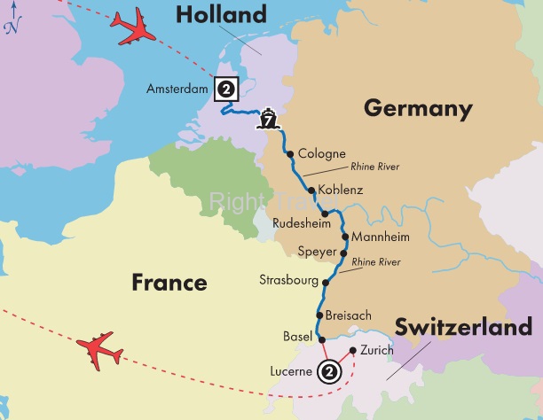 13 Day Rhine River Cruise with Amsterdam & Lucerne