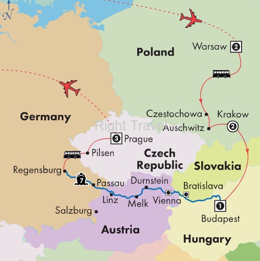17 Day Danube River Cruise with Warsaw, Krakow, Budapest & Prague 