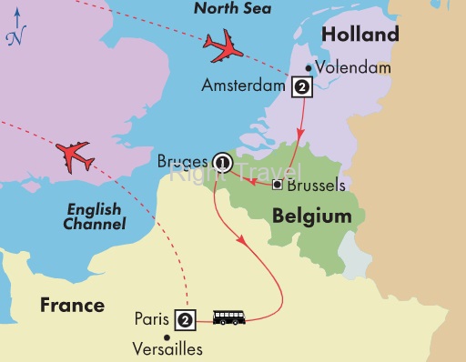 7 Day Affordable Amsterdam, Bruges & Paris