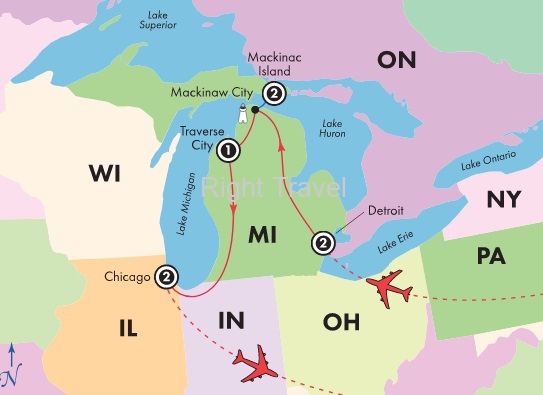 8 Day Michigans Lakes & Mackinac Island with Chicago