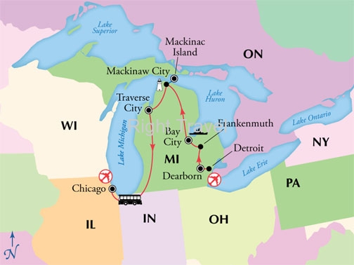 8 Day Michigan Lakes & Mackinac Island with Chicago