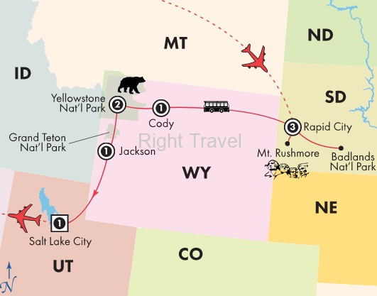 9 Day Classic National Parks, Mt. Rushmore, Yellowstone & Grand Teton with the Badlands